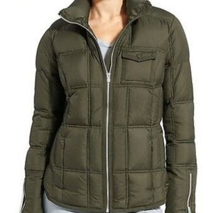 Athleta Downieville Puffer Jacket Olive Green S